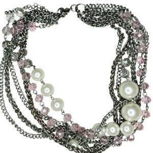 20A. Pink Chain Multistrand Necklace
